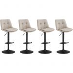 Tabourets de bar lot de 4 hauteur réglable siège pivotant blanc crème