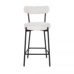 Tabouret de bar en tissu bouclette et métal 65cm - Badalona - Couleur - Ecru House Nordic