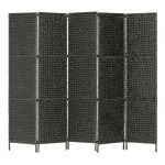 VidaXL Cloison de s&eacute;paration 5 panneaux Noir 193x160 cm Jacinthe d'eau