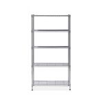 Alba Etagère Mobi en fil métal chromé taille M, 5 tablettes, charge max 350 kg - L90 x H200 x P35 cm