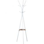 Homcom Porte-manteau trépied design contemporain branches étagère + 9 patères dim. 45L x 45l x 180H cm métal blanc 45x45x180cm Blanc