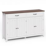 Buffet de Cuisine Bealife Meuble de Rangement en bois avec 2 Tiroirs 2 &Eacute;tag&egrave;res R&eacute;glables et 4 Portes Vintage 140 x 89 x 40 cm pour Cuisine Salle &agrave;