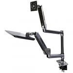 Ergotron WorkFit-LX Sit-Stand Desk Mount System - Kit de montage (bac, fixation par pince pour bureau, montage par passe-câble, poteau, repose-poignets, tiroir à clavier, bras pour moniteur, support de montage VESA, bras de clavier ajustable, 2 supports d