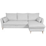 Miliboo Canapé d'angle droit convertible avec coffre gris clair DRISS