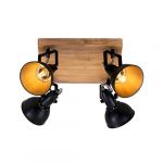 Briloner leuchten Plafonnier 4 spots noir doré bois E14 BRILONER Wood & Style