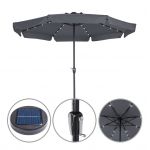 Deuba Kingsleeve Parasol Aluminium Anthracite 3,3m Athènes inclinable éclairage 32 LED Protection manivelle Souple cantonnières Parasol Protection Soleil terrasse Balcon