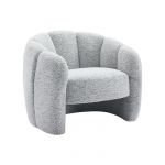 Vente-unique - Fauteuil coquillage en tissu chenille gris delipo