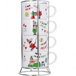 Bialetti Set de 4 tasses &agrave; expresso empilables italia avec support