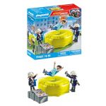 Playmobil 71465 Pompiers avec Coussin de Sauvetage - Action Heroes - avec Trois Personnages, Un Coussin de Sauvetage Qui Peut être gonflé et dégonflé et des Accessoires - Ville & Métiers - Dès 4 Ans