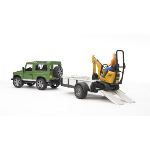 Bruder Toys 2593 - Land Rover avec remorque et mini pelle JC - Echelle 1:16