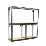 Conforama MYRIAM Etag&egrave;re murale 4 Pieces - Bois et m&eacute;tal - 38X38X10 cm - Beige/Noir