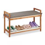 Relaxdays Banc, Range-Chaussures avec Assise rembourrée, Coussin Amovible, HxLxP : 55 x 90 x 34 cm, Bois, coloré