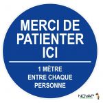 Novap Panneau Merci de patienter ici - Bleu - spécial sol - Ø 450 mm - 4007243