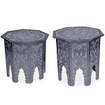Declikdeco Lot de 2 tables d'appoint Gris Fonc&eacute; DARIKA