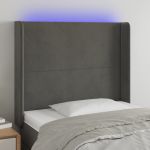 VidaXL Tête de lit à LED Gris foncé 103x16x118/128 cm Velours
