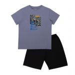 Athena Pyjama court garçon Ecopack manga gris en coton