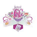 Second Nature Pop193 - Carte d'anniversaire pop-up - Motif floral, pour 60e anniversaire