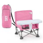 Bright Starts Pop 'N Sit, Rehausseur Portable avec Tablette pour Repas, Utilisation Intérieur/Extérieur, Rose, pour Enfants de 6 Mois à 3 Ans