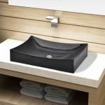 VidaXL Lavabo de Salle de Bain en Céramique Noir