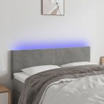 VidaXL Tête de lit à LED Gris clair 144x5x78/88 cm Velours