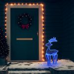 VidaXL Décoration de Noël de renne avec maille 306 led 60x24x89 cm - Bleu