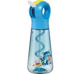 Maped Picnik - Gourde Ecozen Raton Laveur Bleu Fluo - Paille Intégrée qui fait des Bulles - Ouverture Manuelle Facile - Poignée Intégrée, Gourde Étanche en Matériau Bio-Sourcé - 500ml