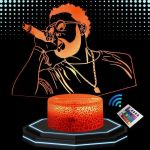 Lampe de Chevet 3D LED Damso Rappeur, Veilleuse changement de Couleurs, Lampe Tactile Bureau et Chambre Enfant Ado, Cadeau