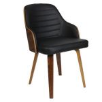 The home deco factory Chaise en bois et simili cuir Nash - Noir