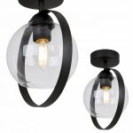 Lampadaire Moderne - Light-Home - RING HAGA - M&eacute;tal Noir - Abat-jour Verre Incolore