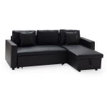 Happy Garden Canapé d'angle convertible simili cuir CLARK 3 places noir