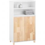 Sobuy BZR143-WN Meuble Bas de Salle de Bain avec Bac à Linge Amovible Armoire à Linge Commode pour Salle de Bain Armoire Toilette