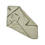 Vertbaudet Cape de bain bébé en gaze de coton + gant de toilette PETIT DINO Oeko-Tex vert 80X80