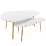 Lot de 2 Tables à Café en Bois "Mileo" 98cm Blanc Prix