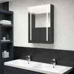 VidaXL Armoire de salle de bain &agrave; miroir LED Noir brillant 50x13x70 cm. Produit Neuf ! Garantie 0 ans !