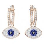 Swarovski Boucles d'oreilles Bijoux 5425857 - Acier Doré Rose Cristaux Yeux Bleux Femme