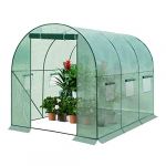 WOLTU Serre de Jardin, Serre de Jardin Tunnel en Tube d’Acier Galvanisé et PE 140g/?, 6 Fenêtres Latérales, 1 Porte Zippée Enrouleur, 200x300x190 cm, Vert
