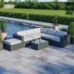 Salon de jardin 6 places en résine tressée noire