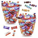 Assortiment de 2x120 mini chocolats : Kinder Schokobons et Mini Bueno, Milka Moments, Daim