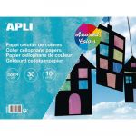 APLI Feuilles - 32x24cm - cellophane vitrail - couleurs assorties - pochette de 10