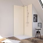 Lot de 2 Panneaux Muraux Ivoire 90x210 cm Profil&eacute;s de Jonction et Finition Noirs WALL' IT