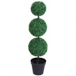 Outsunny Buis artificiel topiaire artificielle en forme de boules dim. Ø 30 x 112H cm vert 30x30x112cm Vert