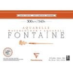 Clairefontaine Papier aquarelle Fontaine (Grain satiné - 300g/m²), Bloc collé 4 côtés, 26 x 36cm - Bloc de 20 feuilles, collé 4 côtés