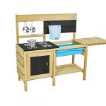 TP Toys Cuisine D'exterieur En Bois Deluxe Avec Four Et Reservoir D'eau Avec Accessoires De Jeux - Norme Fsc Dim L96 X L40 X H96 - Marron, Bleu, Noir