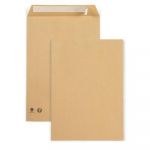 RAJA Pochette kraft brun recyclée C4 229 x 324 mm 90g sans fenêtre - autocollante bande protectrice - Lot de 250
