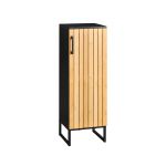 Sobuy Meuble de salle de bain &eacute;troit - 30x30x90 cm - bambou & noir - meuble de salle de bain compact avec porte et &eacute;tag&egrave;res r&eacute;glables