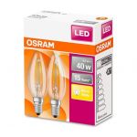 Osram Boite de 2 LED flamme verre clair 4W E14 470lm 2700K chaud