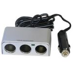 Triple prise allume-cigare avec fusible + c&acirc;ble 2 m