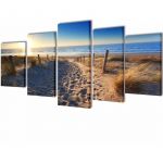 VidaXL Set de toiles murales imprim&eacute;es Plage de sable 200 x 100 cm