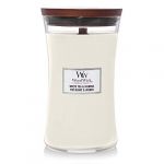 Woodwick Grande bougie parfum&eacute;e en jarre avec m&egrave;che qui cr&eacute;pite, Th&eacute; blanc & Jasmin, Temps de combustion jusqu'&agrave; 130 heures