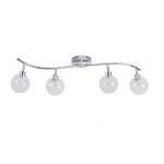 WORLD Plafonnier 4 l i&egrave;res en m&eacute;tal chrom&eacute; 70x30x18 cm 4 ampoules LED G9 3W fournies